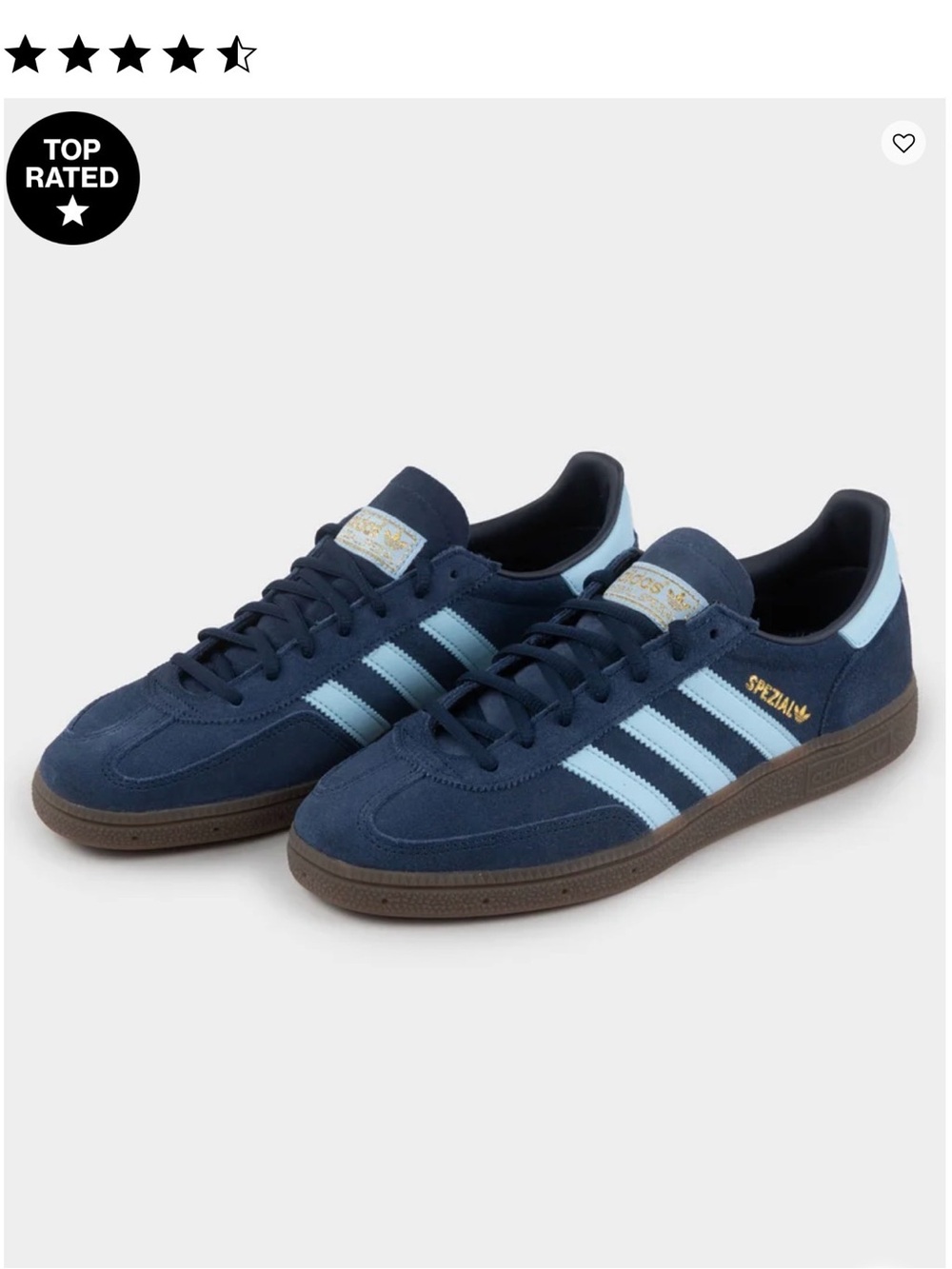 adidas Handball Spezial Kids Suede Sneaker in Navy and Light Blue - Picture 2 of 9